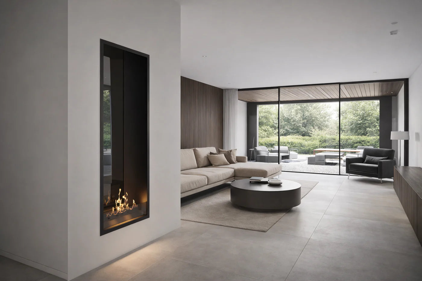 Fame Vertical Doorkijkhaard Enkel Volle Glas 60 x 140 cm
