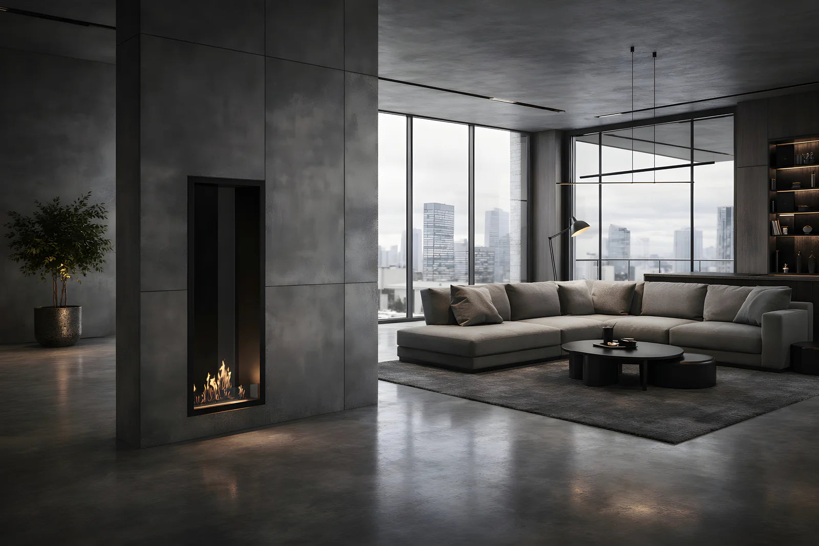 Fame Vertical Doorkijkhaard Enkel Volle Glas 60 x 140 cm