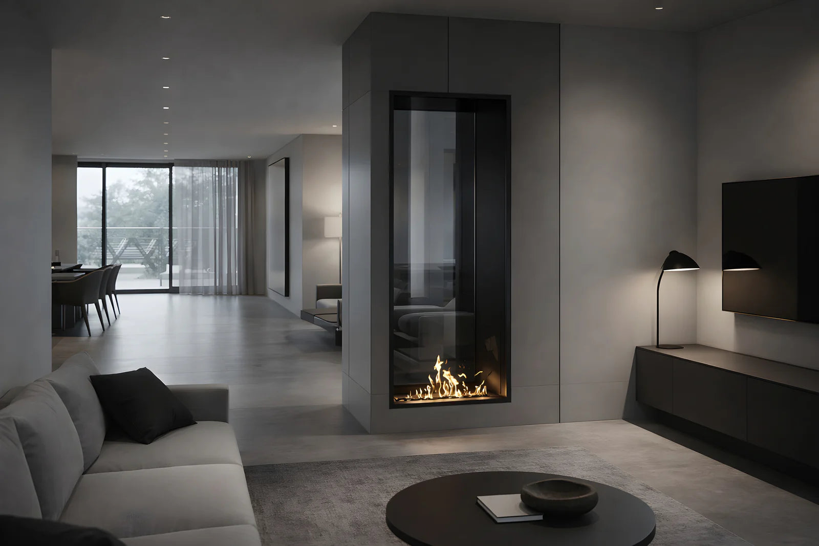 Fame Vertical Doorkijkhaard Enkel Volle Glas 70 x 160 cm