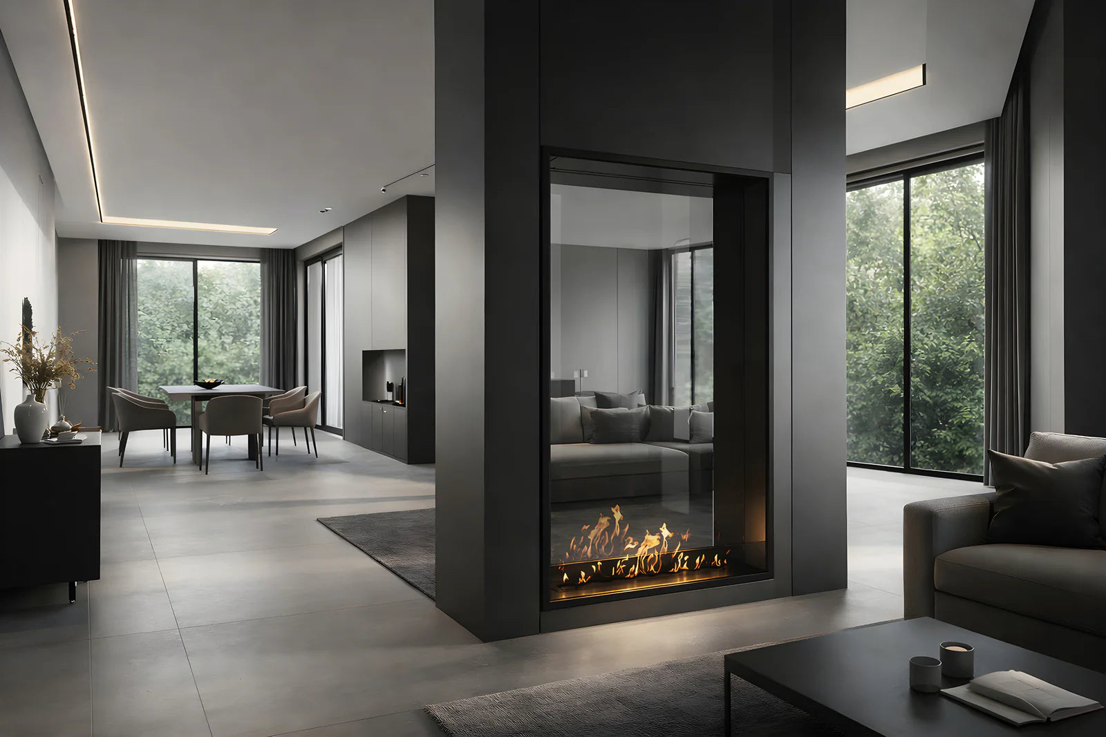 Fame Vertical Doorkijkhaard Enkel Volle Glas 100 x 140 cm