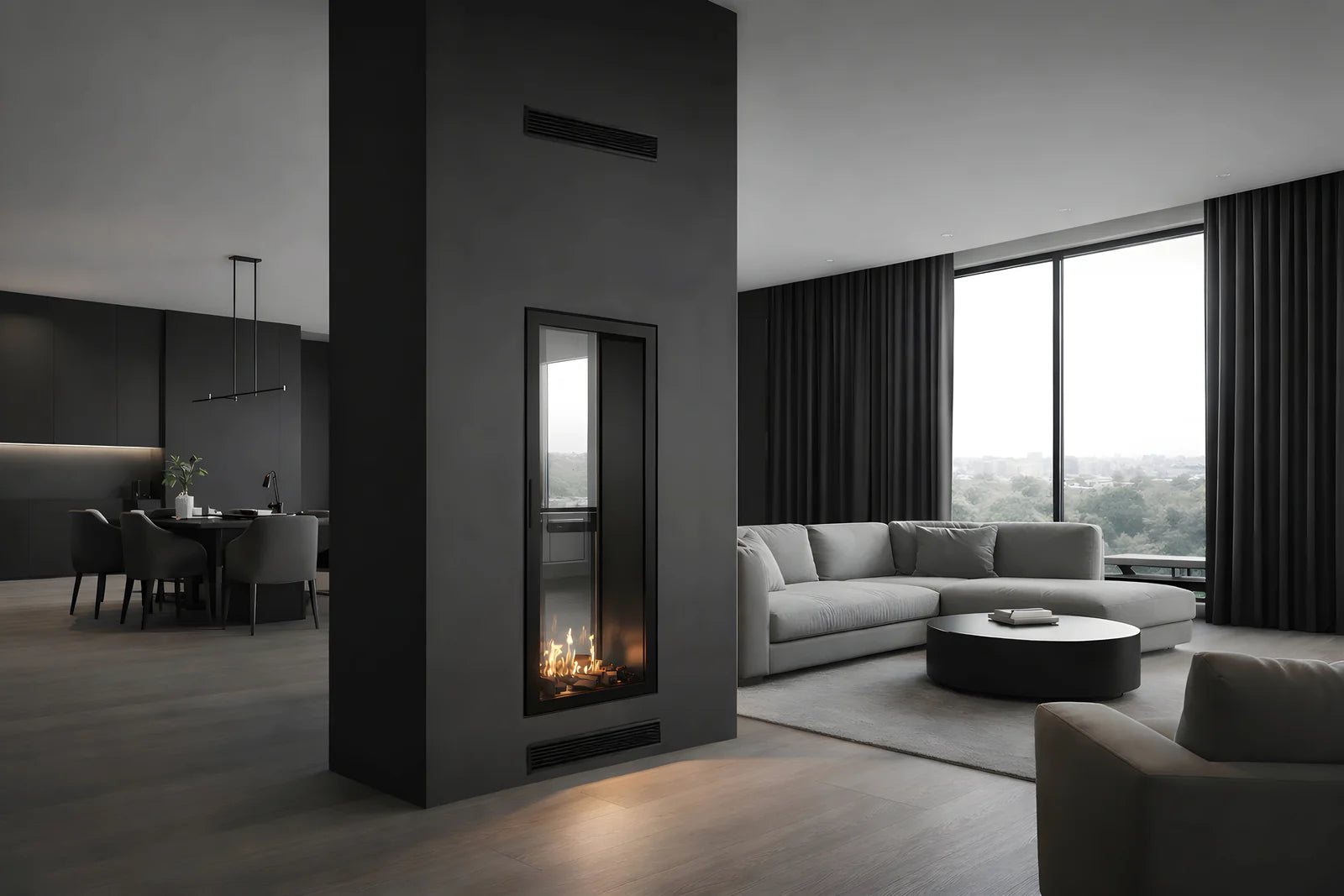 Fame Vertical Doorkijkhaard Met Volle Glas 60 x 180 cm