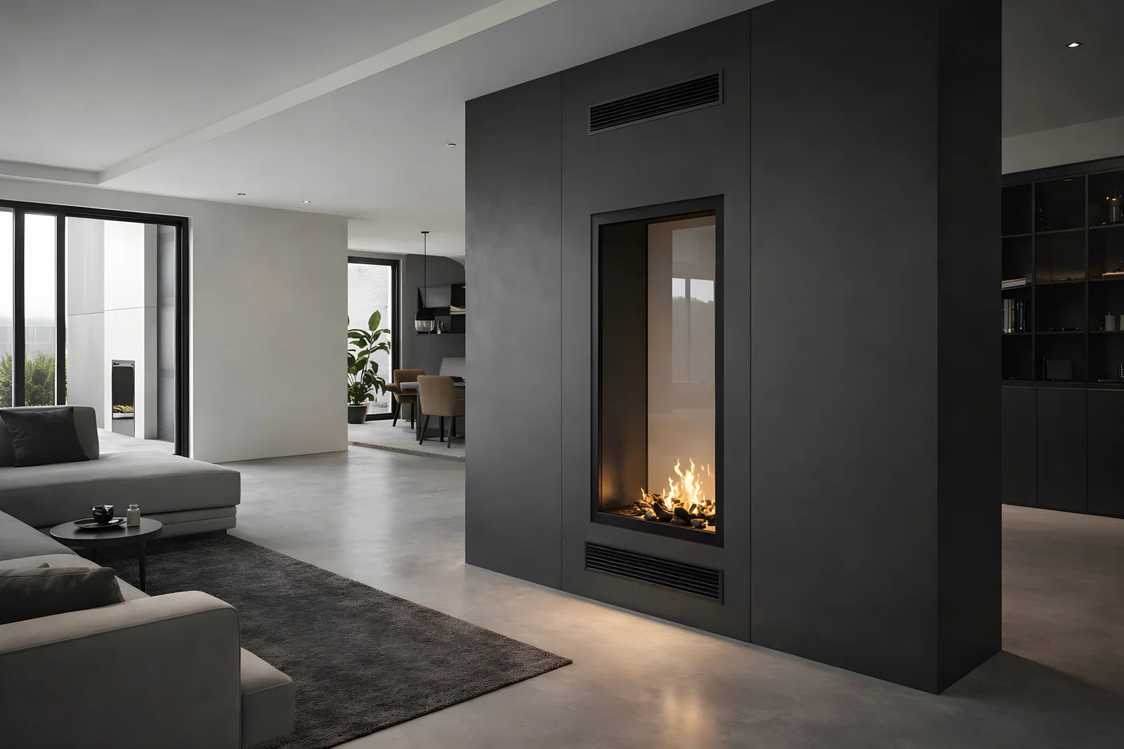 Fame Vertical Doorkijkhaard Met Volle Glas 80 x 160 cm