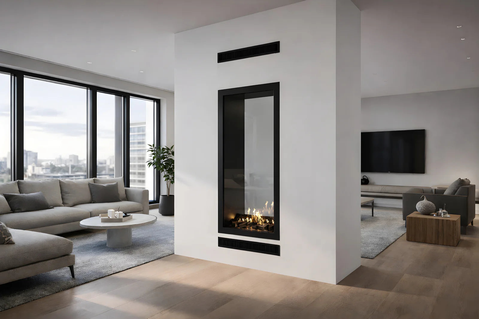 Fame Vertical Doorkijkhaard Met Volle Glas 80 x 140 cm