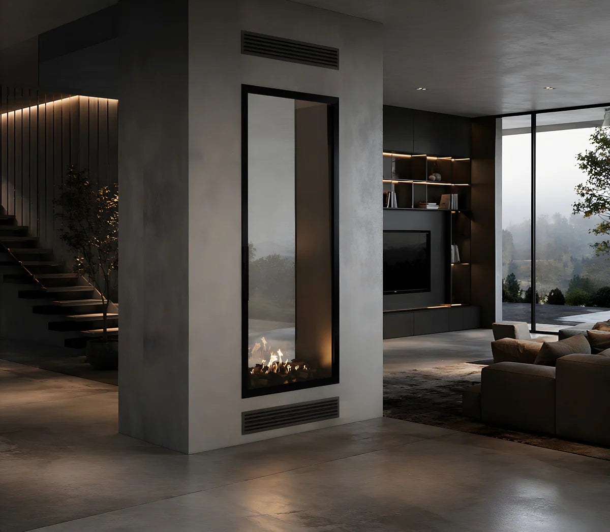 Fame Vertical Doorkijkhaard Met Volle Glas 100 x 180 cm