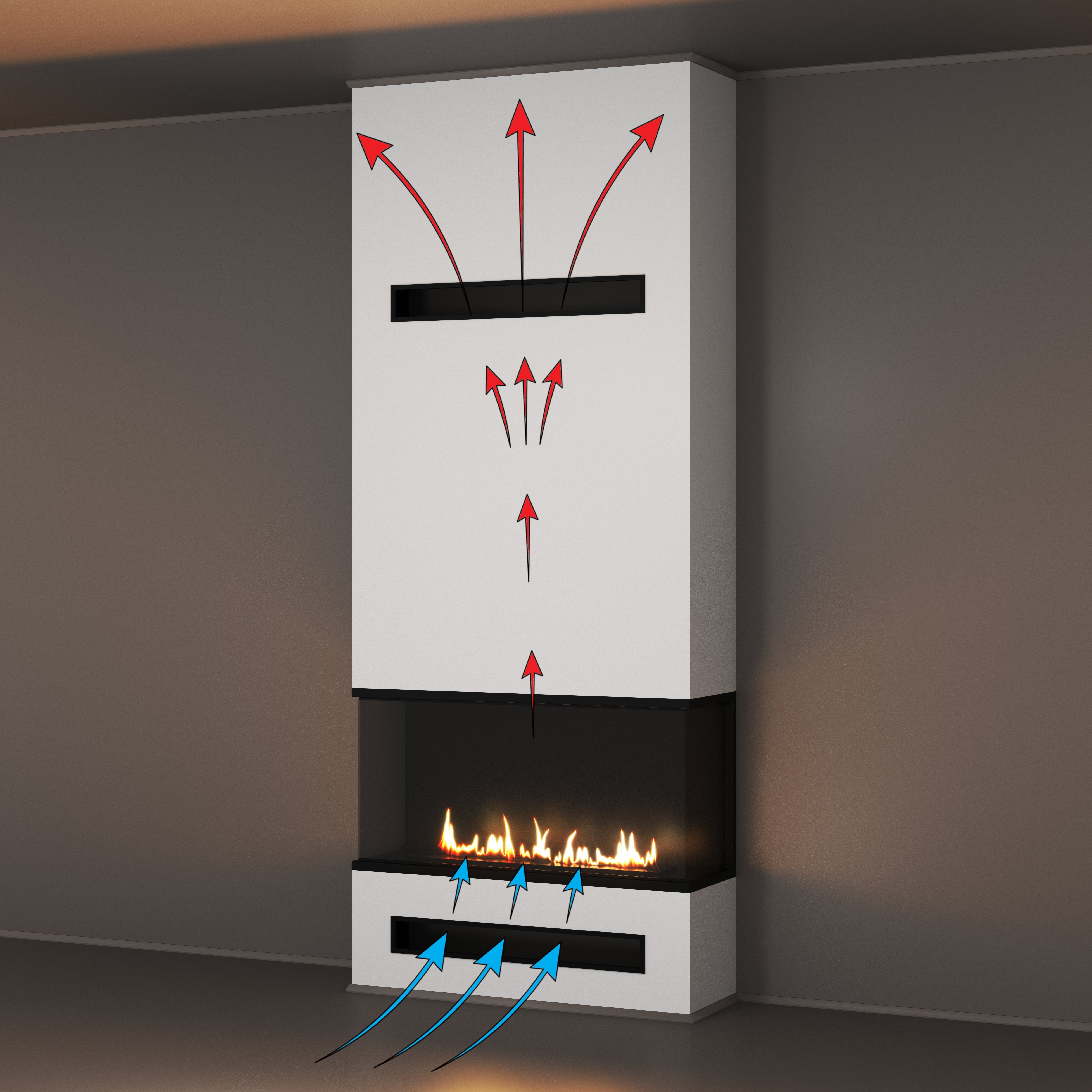 Made Driezijdig Inbouwhaard Volle Glas 150 cm