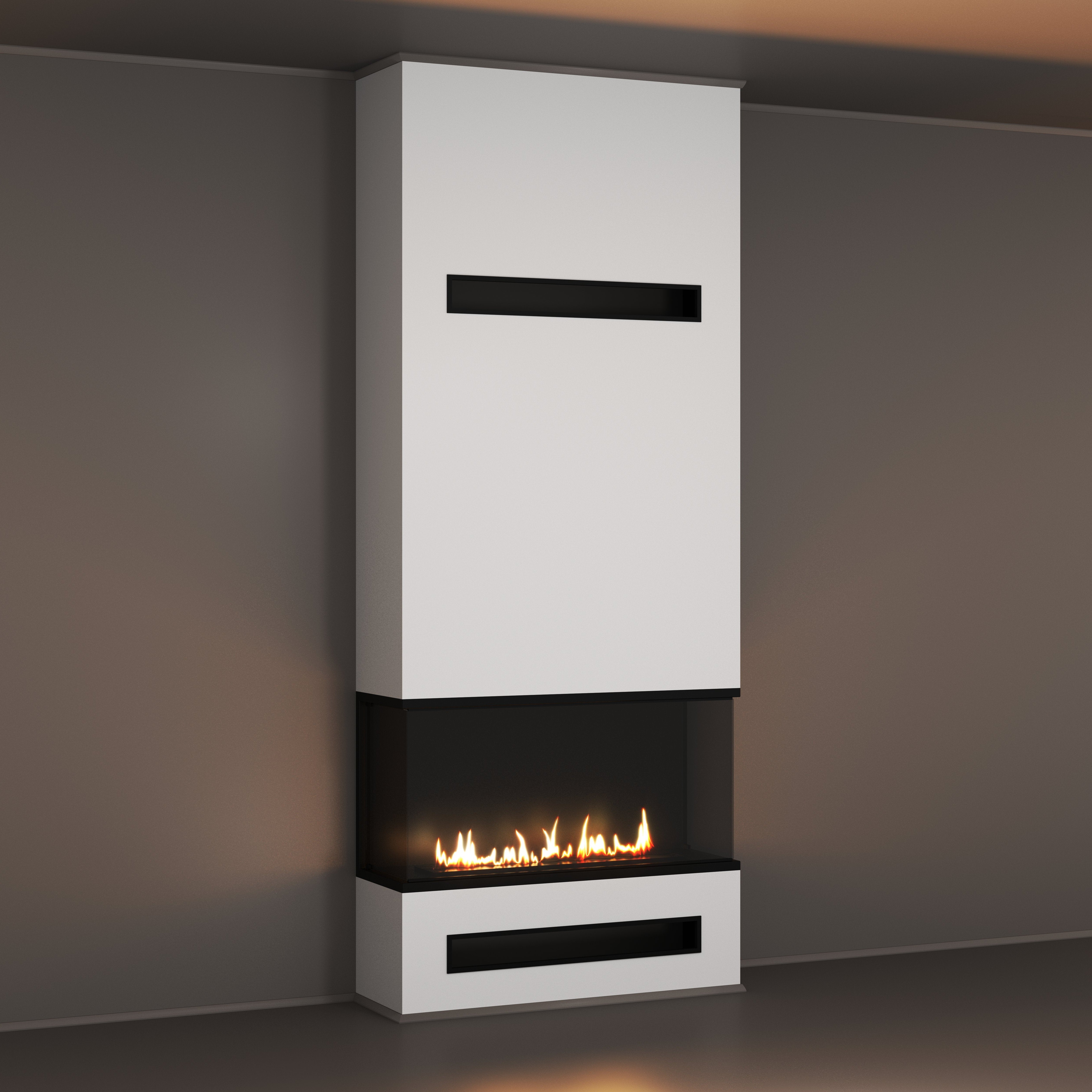 Made Driezijdig Inbouwhaard Volle Glas 140 cm