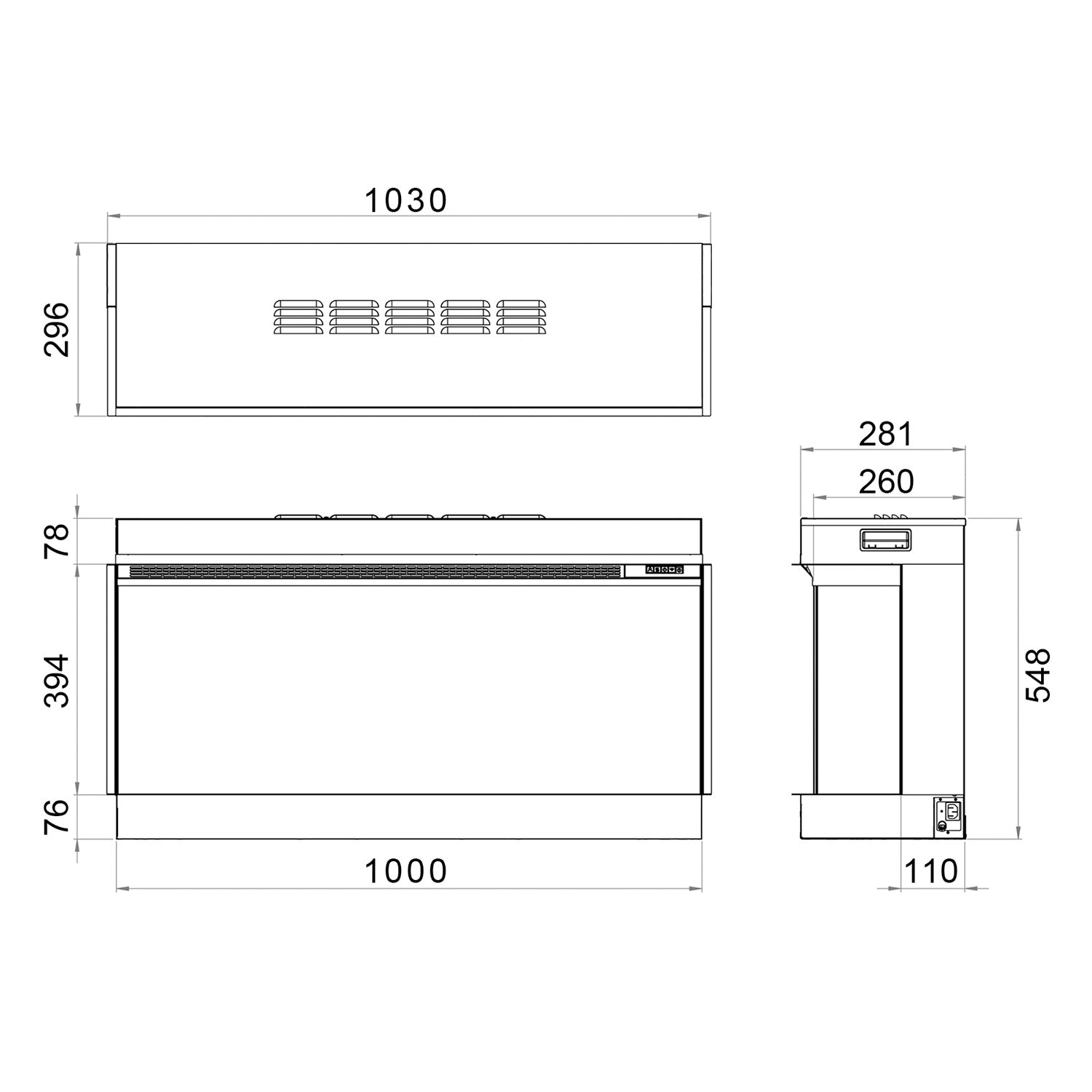 Trimline Solus Elektrische Inbouwhaard 100 cm