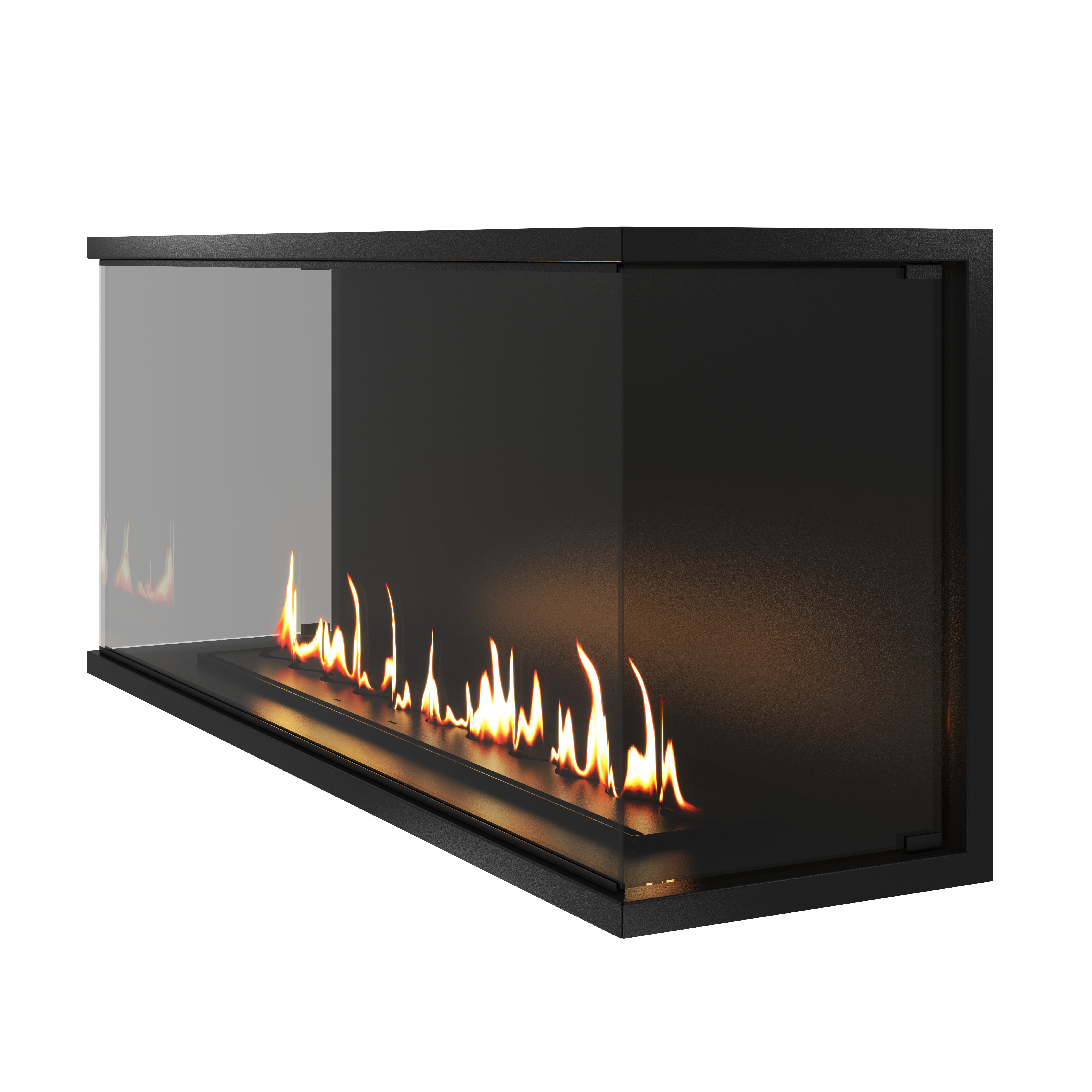 Made Driezijdig Inbouwhaard Volle Glas 140 cm