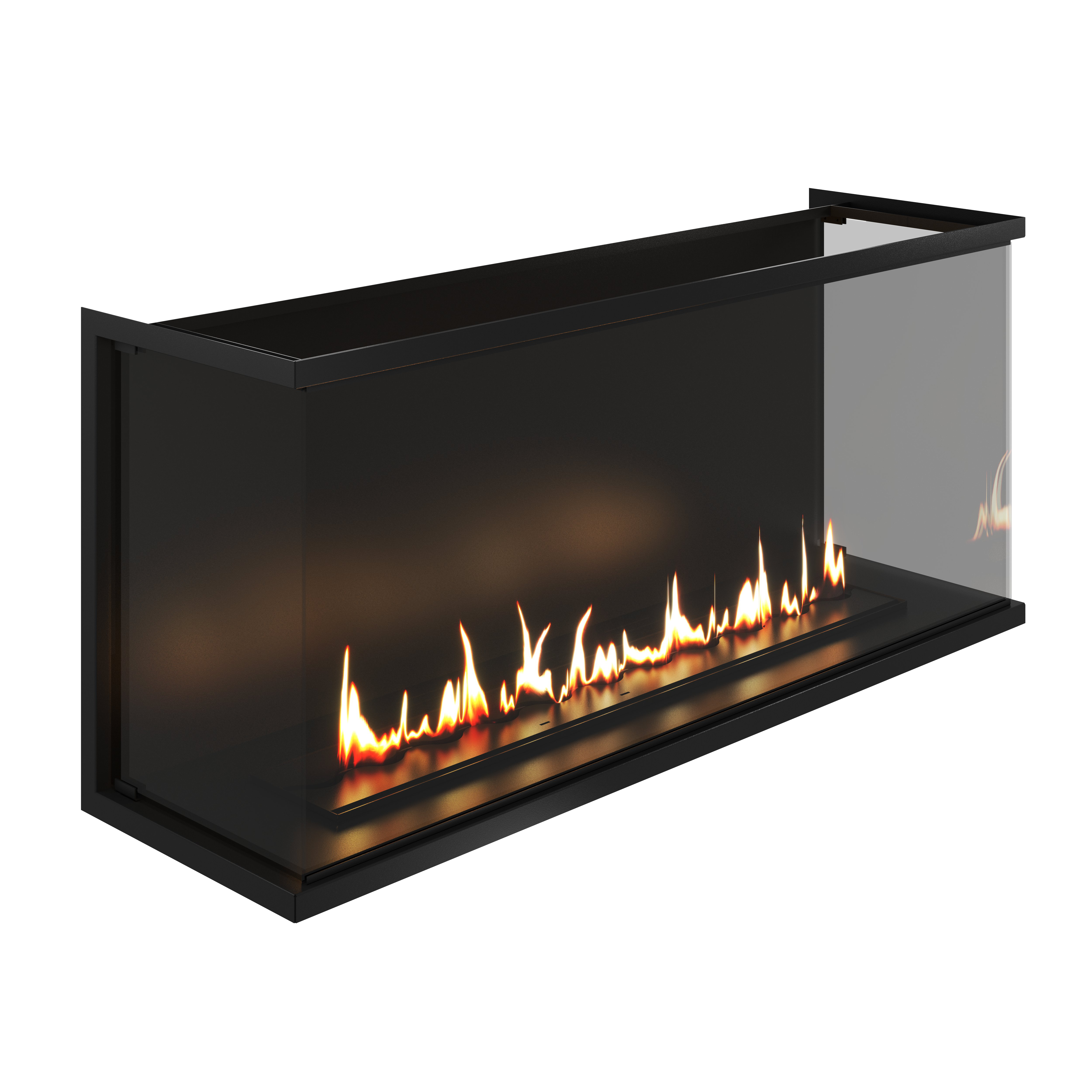 Made Driezijdig Inbouwhaard Volle Glas 140 cm