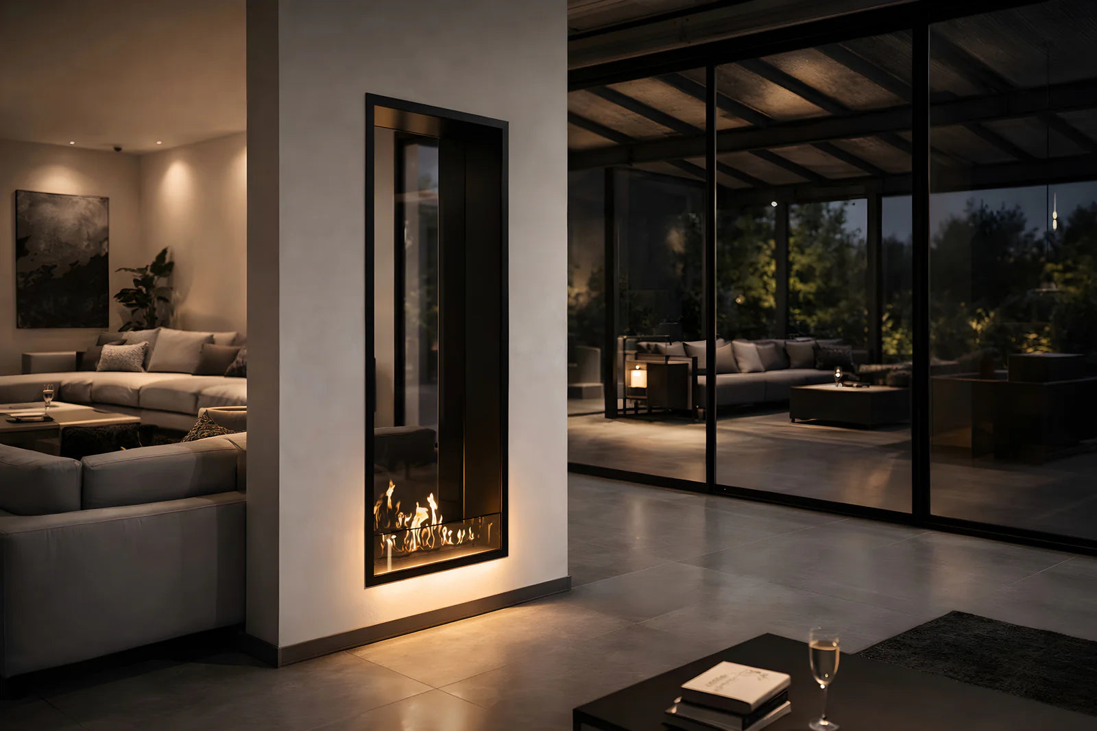 Fame Vertical Doorkijkhaard Enkel Volle Glas 60 x 160 cm