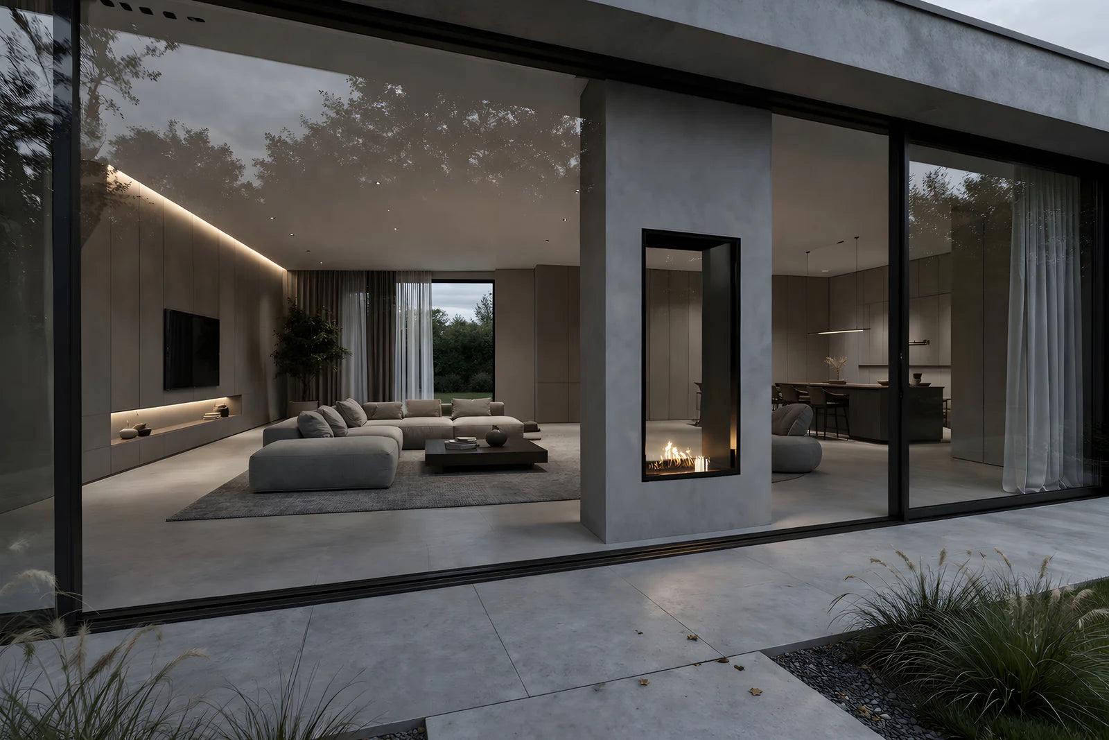 Fame Vertical Doorkijkhaard Enkel Volle Glas 70 x 200 cm
