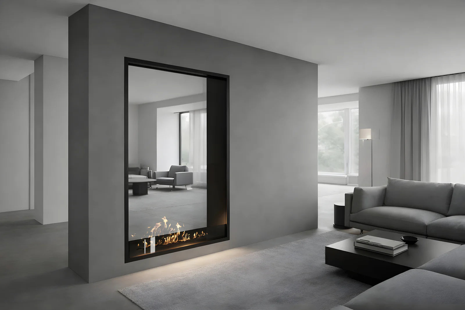 Fame Vertical Doorkijkhaard Enkel Volle Glas 100 x 160 cm