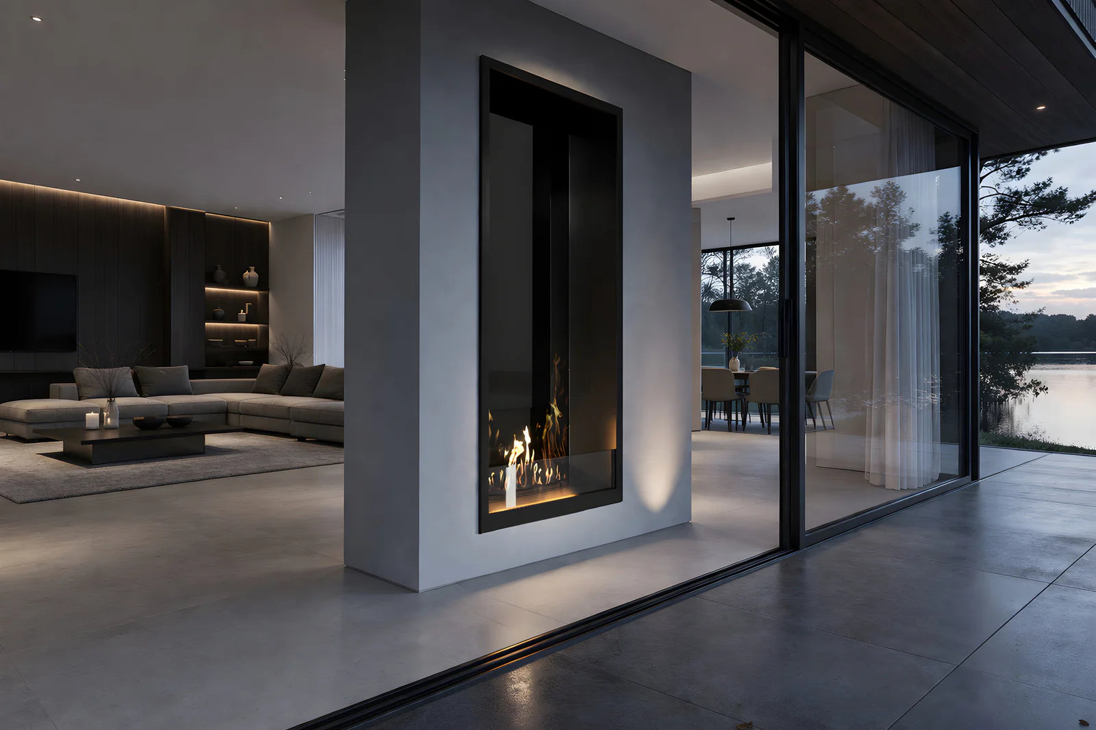 Fame Vertical Doorkijkhaard Enkel Volle Glas 70 x 140 cm
