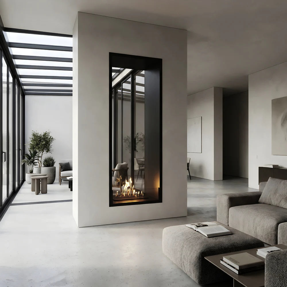Fame Vertical Doorkijkhaard Enkel Volle Glas 60 x 100 cm