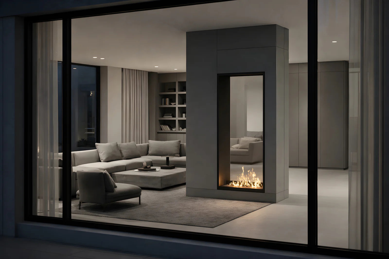 Fame Vertical Doorkijkhaard Enkel Volle Glas 70 x 140 cm