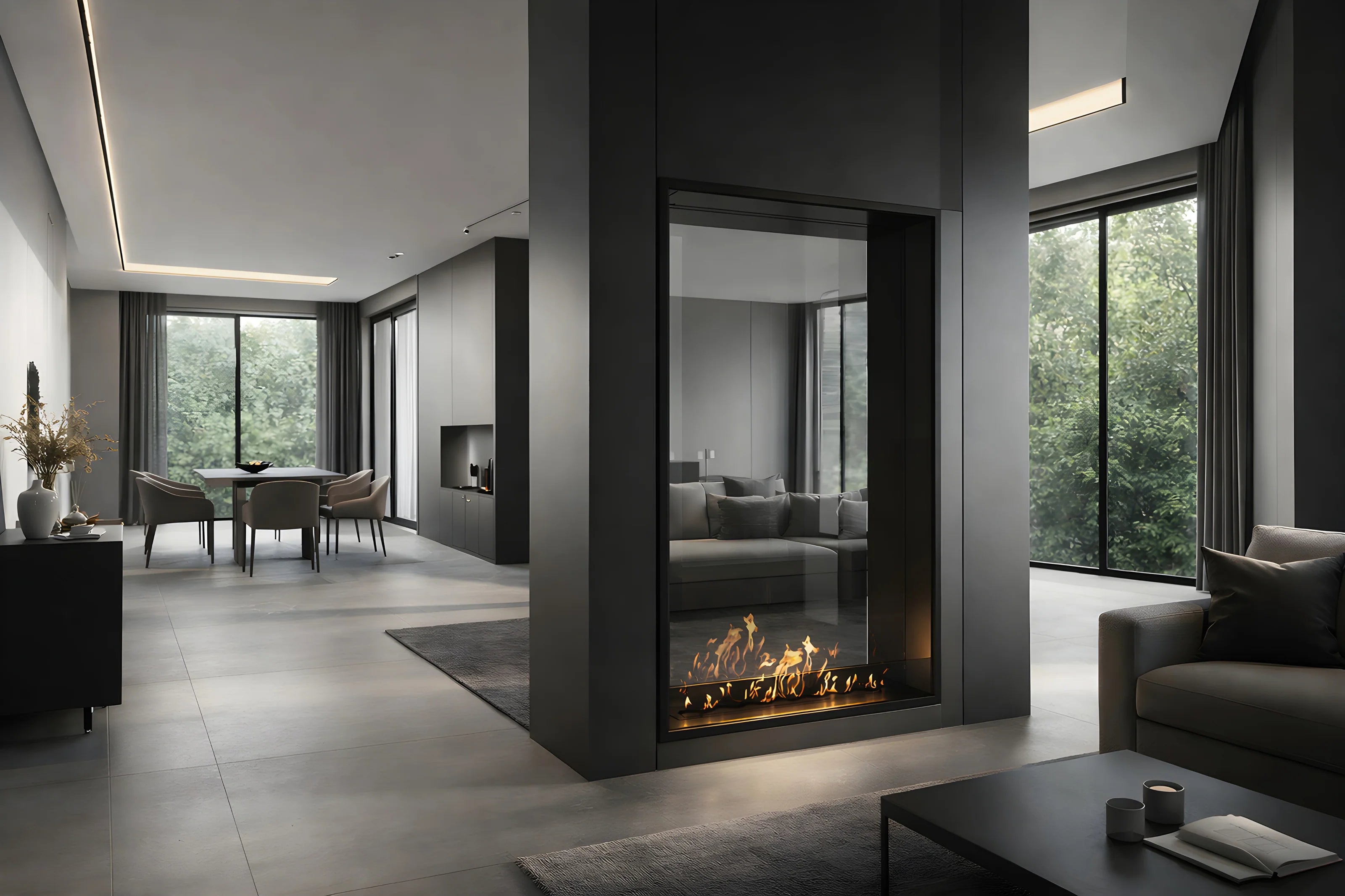 Fame Vertical Doorkijkhaard Enkel Volle Glas 100 x 180 cm