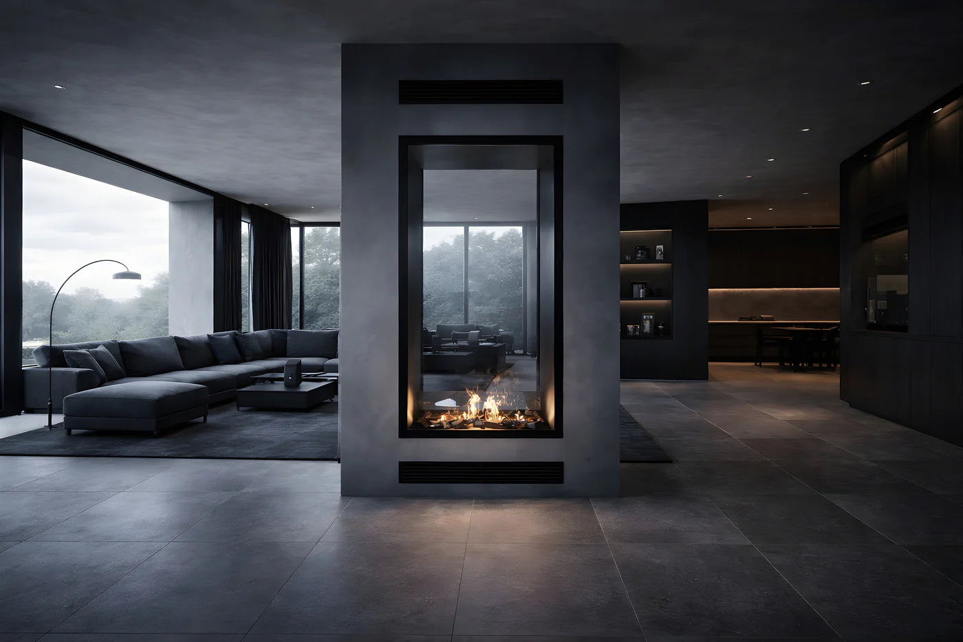 Fame Vertical Doorkijkhaard Met Volle Glas 90 x 140 cm
