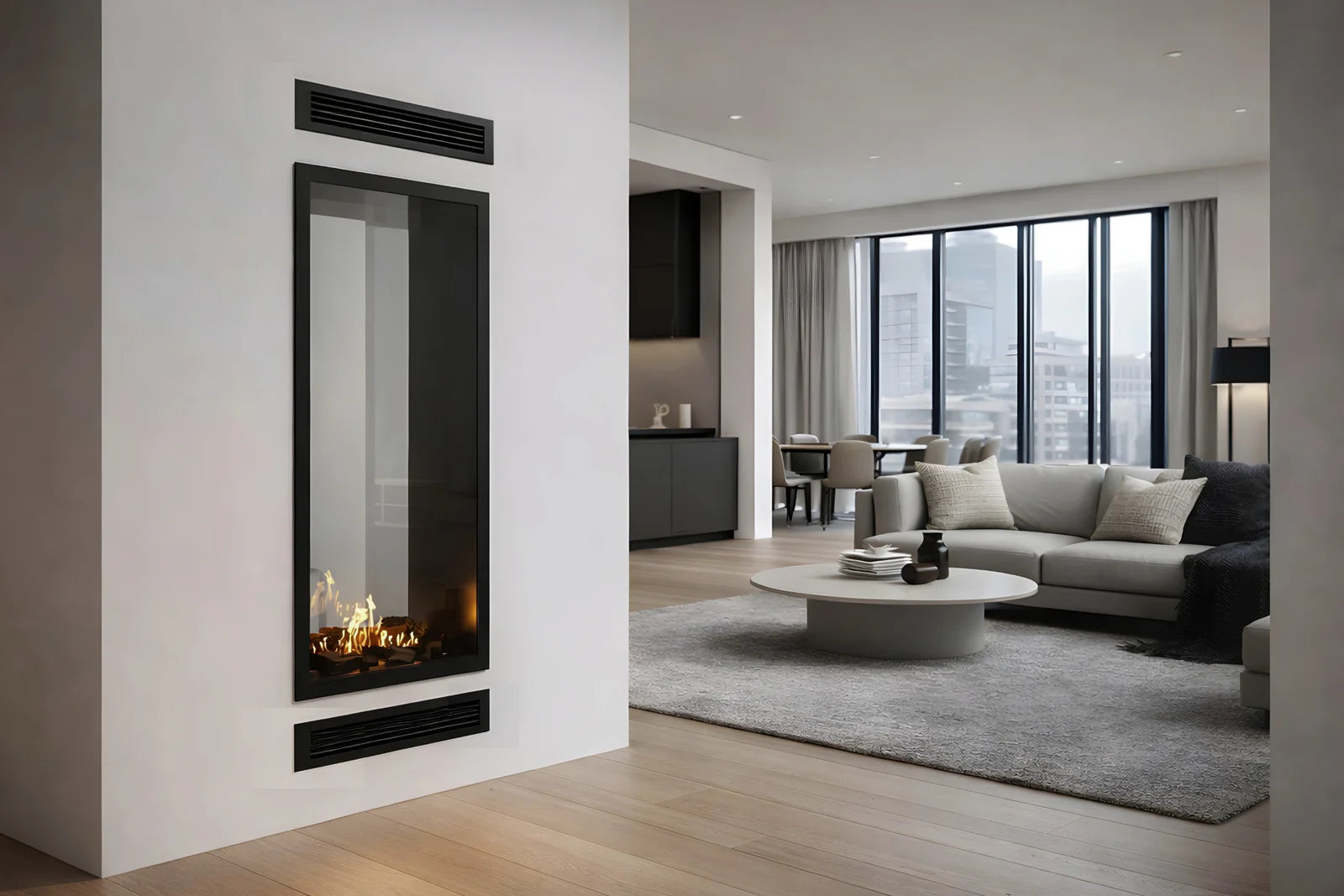 Fame Vertical Doorkijkhaard Met Volle Glas 70 x 180 cm