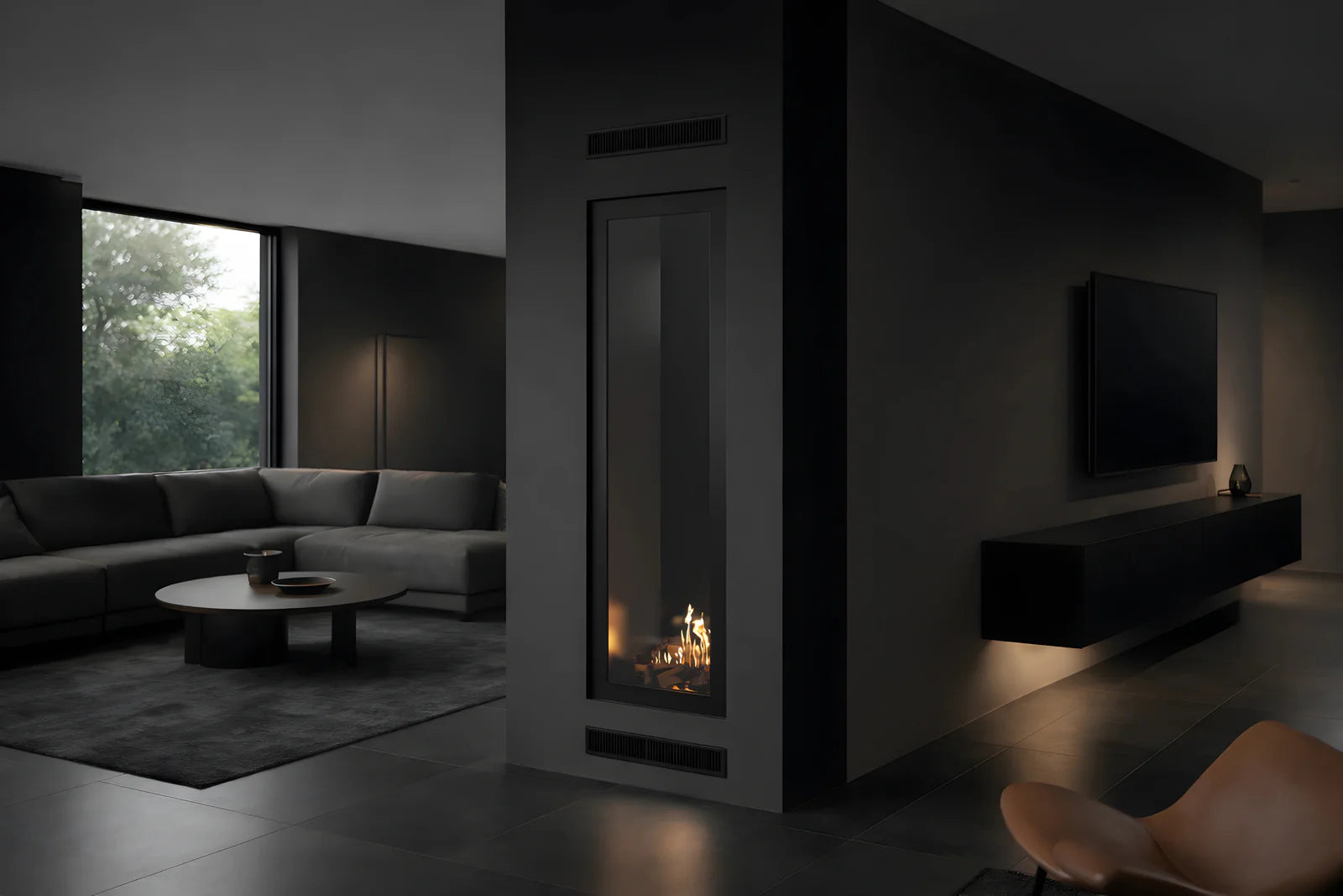 Fame Vertical Doorkijkhaard Met Volle Glas 60 x 180 cm