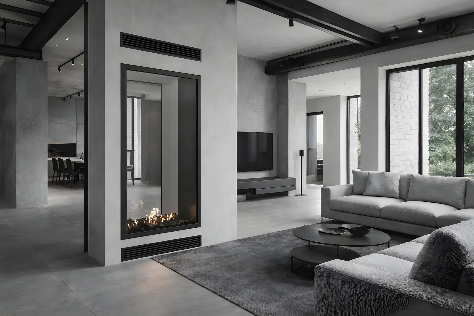 Fame Vertical Doorkijkhaard Met Volle Glas 80 x 140 cm