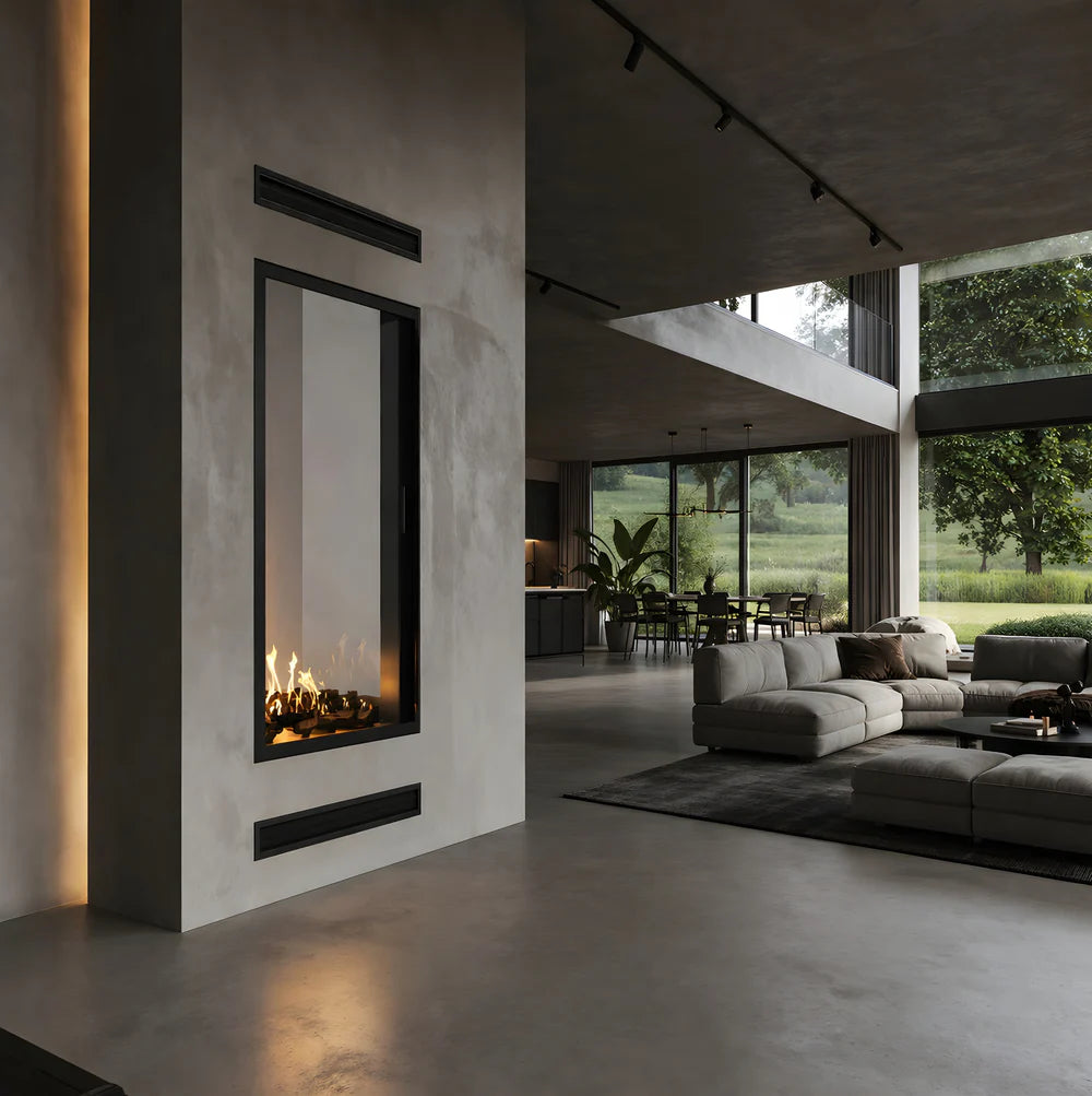 Fame Vertical Doorkijkhaard Met Volle Glas 80 x 160 cm