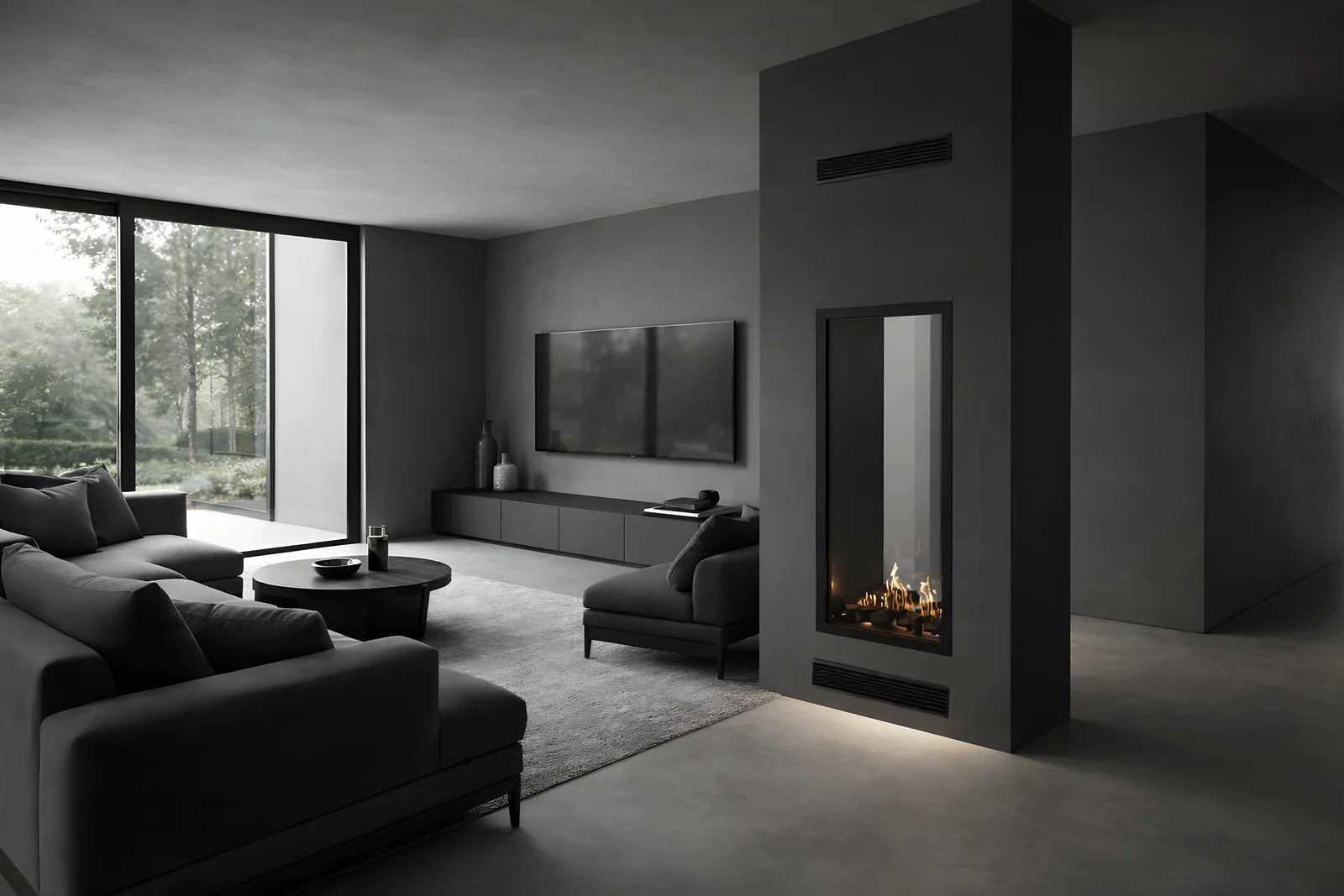 Fame Vertical Doorkijkhaard Met Volle Glas 60 x 140 cm