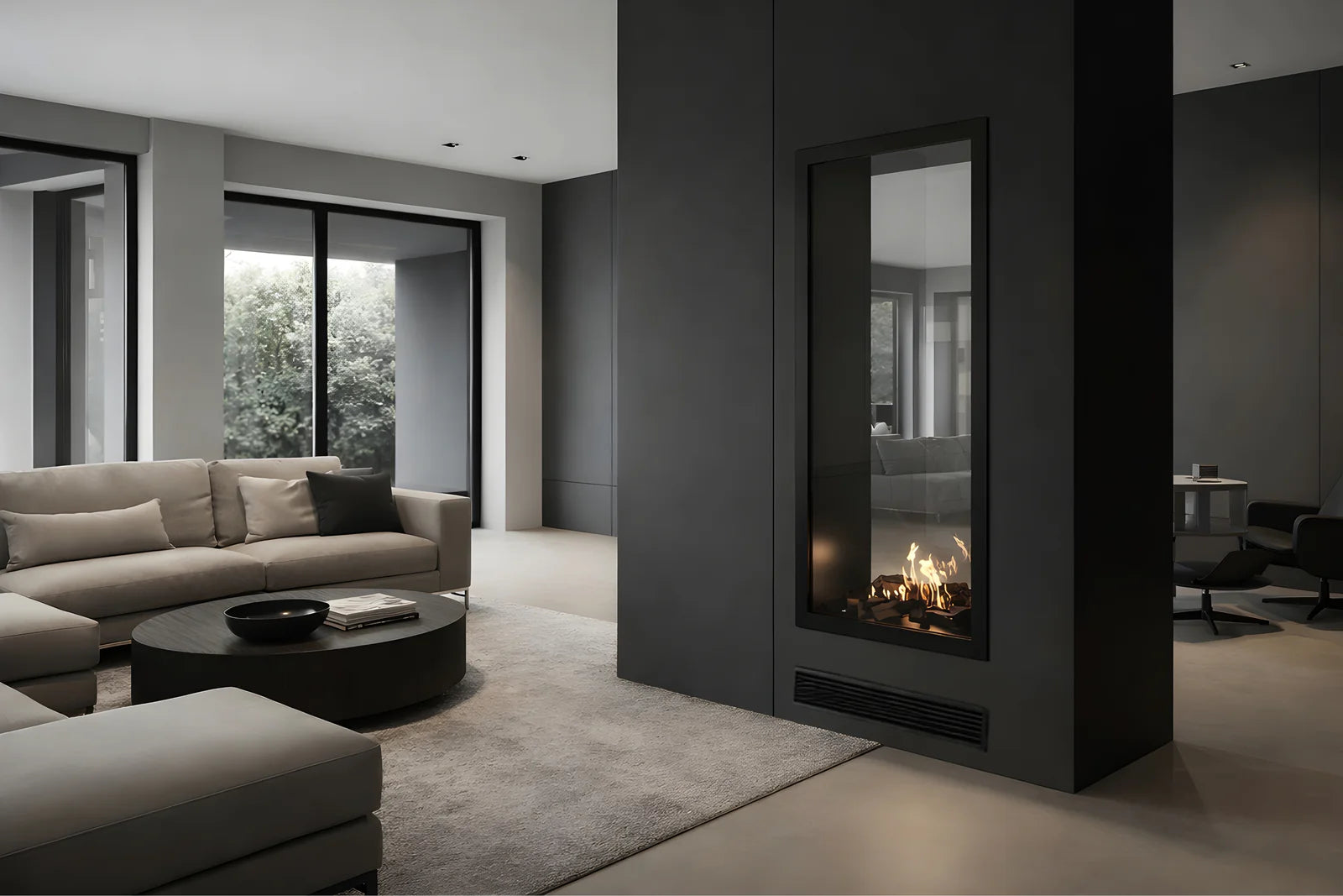 Fame Vertical Doorkijkhaard Met Volle Glas 70 x 160 cm