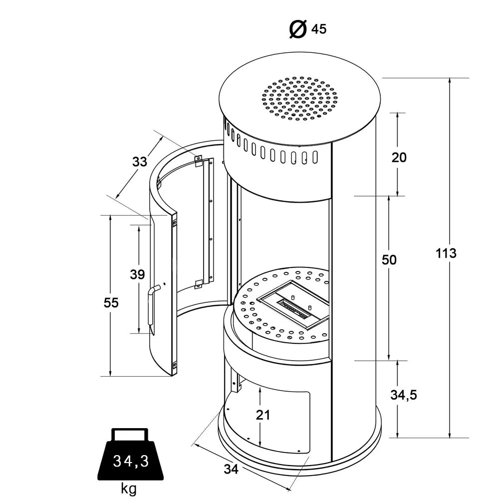 Habe Bio Ethanol Vrijstaande Kachelhaard H113 cm